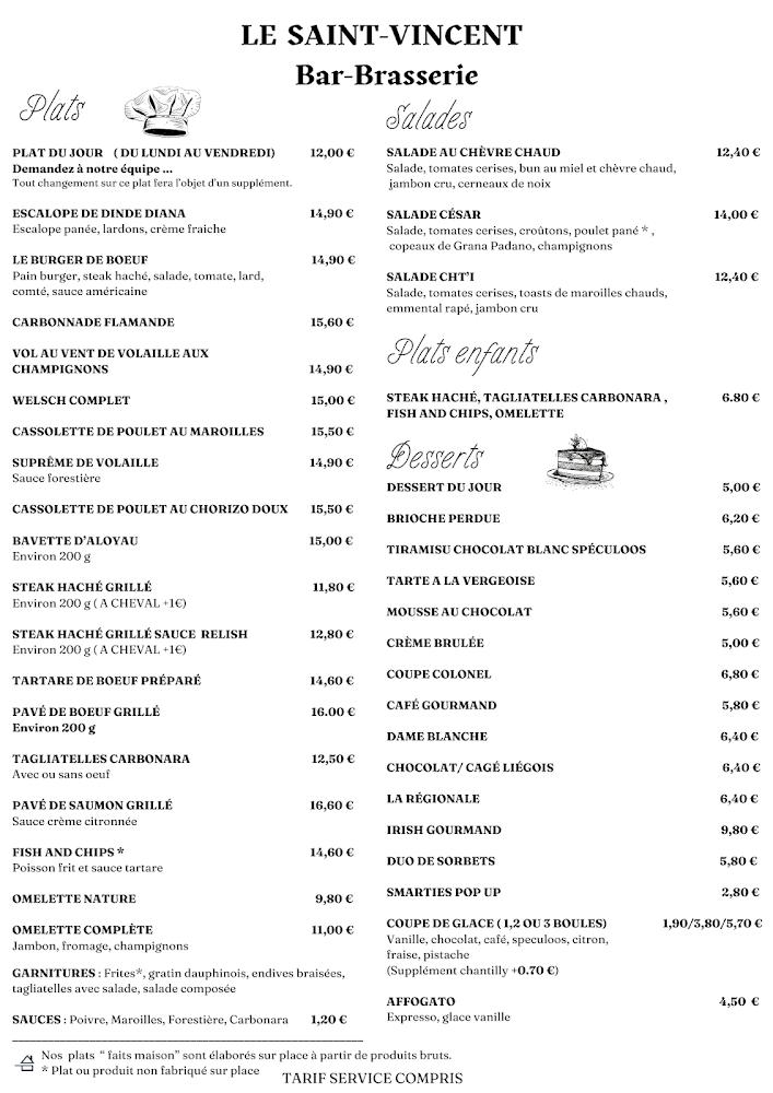 Le Saint-Vincent - Menu Image 1